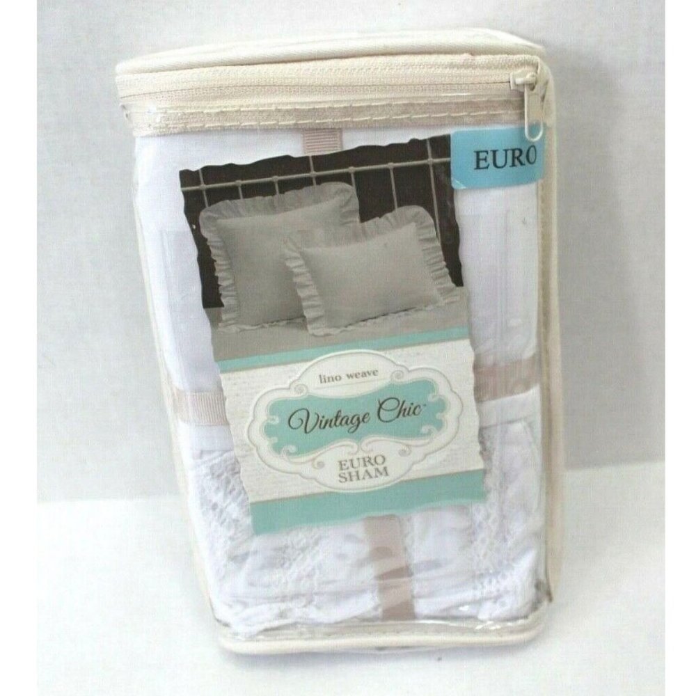 Vintage Chic Lino Weave One Euro Sham - White